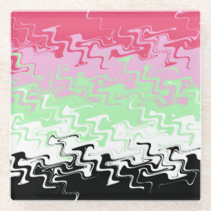 Trippy Wavy Abstract Recipromantic Pride Flag Glass Coaster