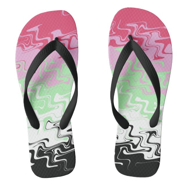 Trippy Wavy Abstract Recipromantic Pride Flag Jandals (Footbed)