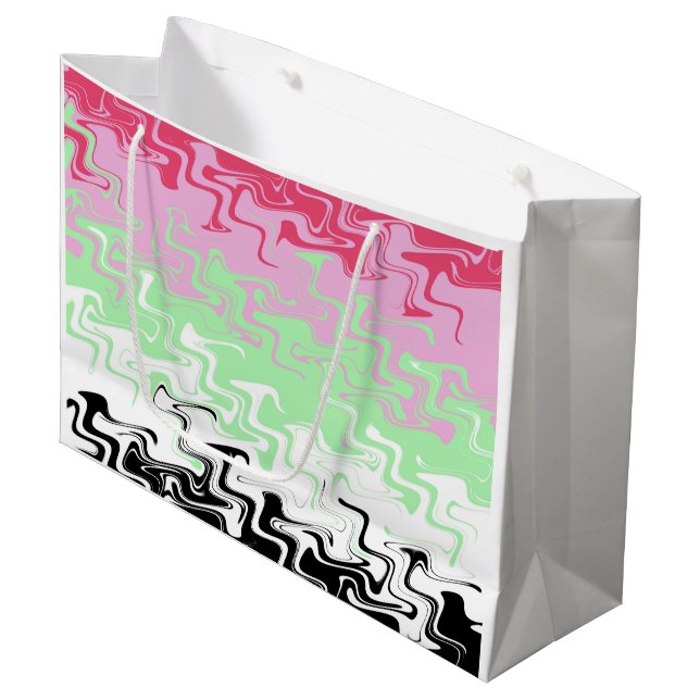 Trippy Wavy Abstract Recipromantic Pride Flag Large Gift Bag (Front Angled)