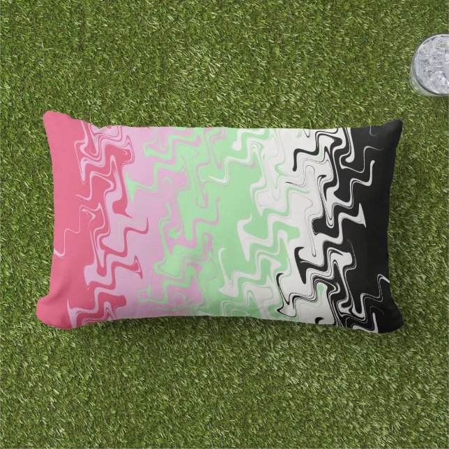 Trippy Wavy Abstract Recipromantic Pride Flag Lumbar Cushion (Grass)