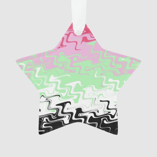 Trippy Wavy Abstract Recipromantic Pride Flag Ornament (Front)
