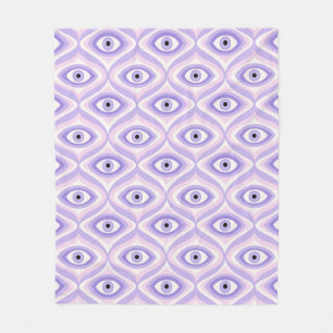 Trippy Weird Eye Pattern - Pastel Purple and Pink Fleece Blanket
