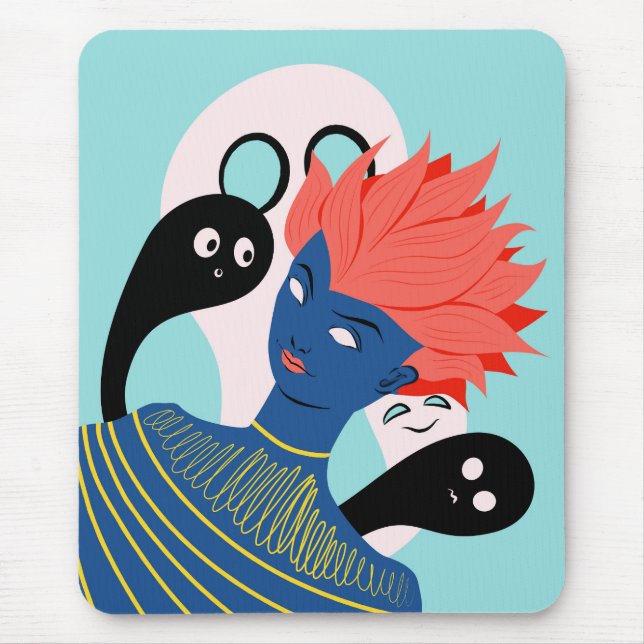 Trippy weird vaporwave psychedelic mouse pad (Front)