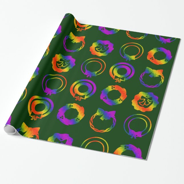 Trippy Wreaths Wrapping Paper (Unrolled)