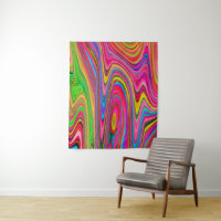 Trippy Yellow, Red and Blue Abstract Groovy Art