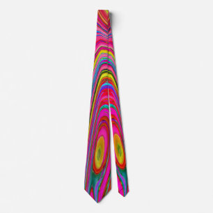 Trippy Yellow, Red and Blue Abstract Groovy Art Tie