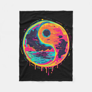 Trippy Yin Yang Zen Cosmic Yoga Design Vaporwave P Fleece Blanket