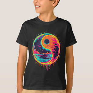 Trippy Yin Yang Zen Cosmic Yoga Design Vaporwave P T-Shirt