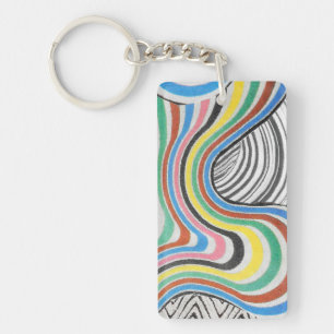 Trippy Zigzag Waves Collage Key Ring