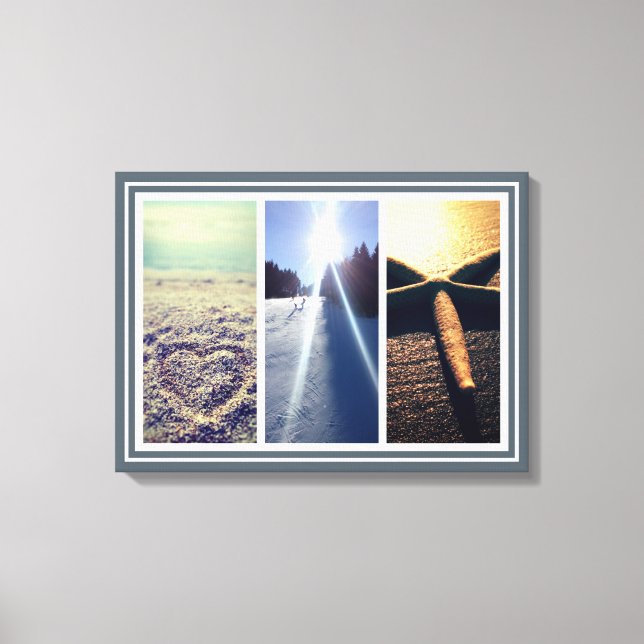 Triptych 3 photo canvas wall art print template (Front)