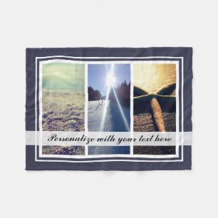 Triptych 3 photo collage template custom gift fleece blanket