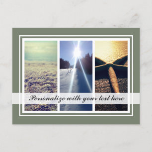 Triptych 3 photo collage template Holiday postcard