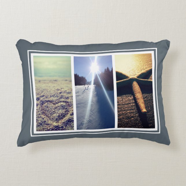 Triptych 3 photo collage template home decor decorative cushion (Front)