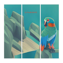 Triptych Lovesick! Parrot In Love Abstract Art
