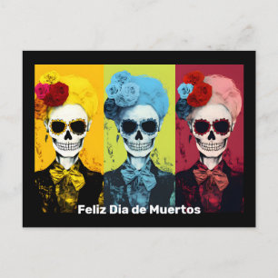 Triptych of Dia de Muertos Calavera Catrina Postcard