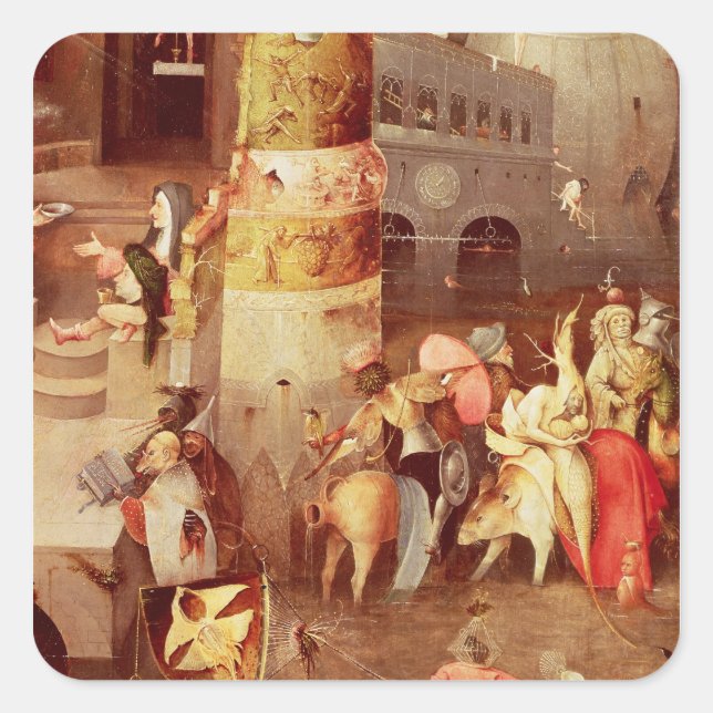 Triptych of the Temptation of St. Anthony Square Sticker (Front)