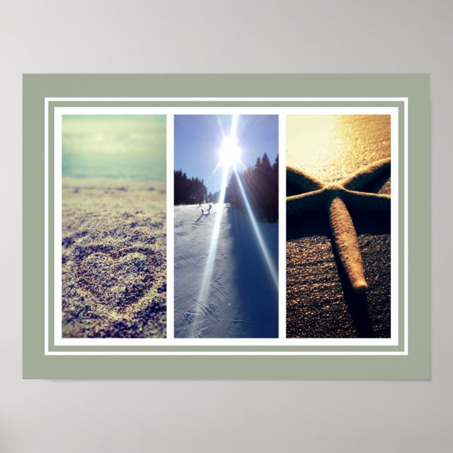 Triptych photo collage template wall poster print (Front)