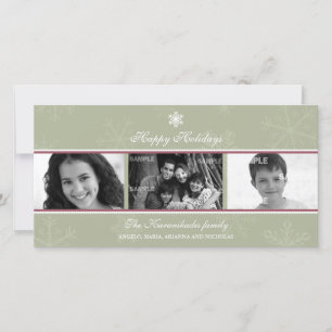 Triptych Sage Snowflake Photo Card