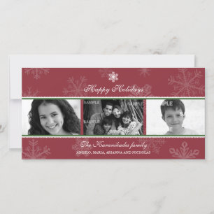 Triptych Scarlet Snowflake Photo Card