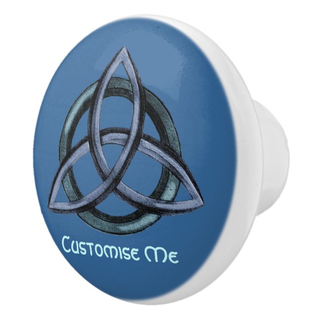 Triquetra (Blue) Ceramic Knob (Right)
