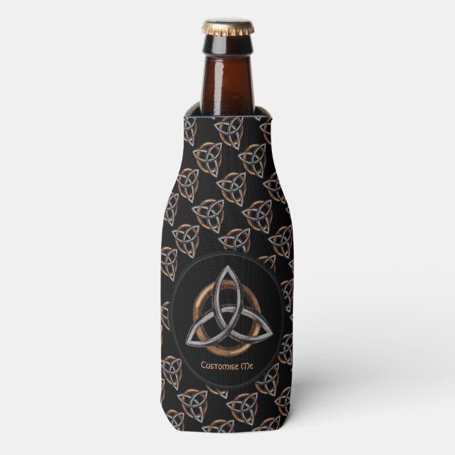 Triquetra (Brown/Silver) Bottle Cooler (Bottle Front)