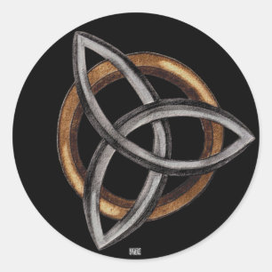 Triquetra (Brown/Silver) Classic Round Sticker