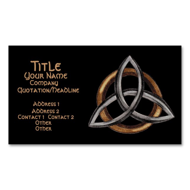 Triquetra (Brown/Silver) Magnetic Business Card (Front)
