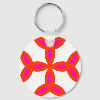 Triquetra Cross in Bright Red Hot Pink Key Ring