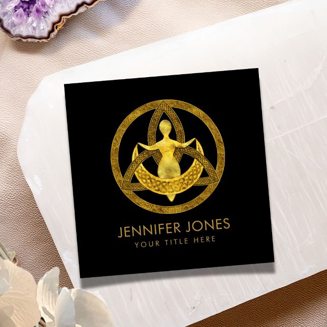 Triquetra Moon Goddess Ornament Square Business Card (Creator Uploaded)