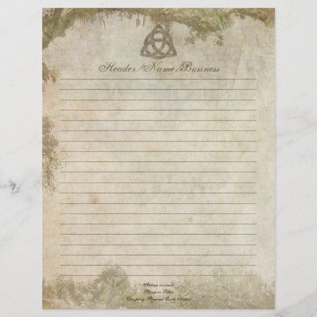 Triquetra Natural Lined Customised Letterhead (Front)