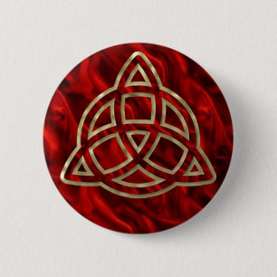 Triquetra Red Silk 6 Cm Round Badge