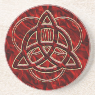Triquetra Red Silk Coaster