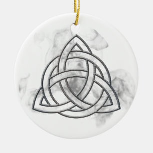 Triquetra Silver Bevel Ceramic Tree Decoration