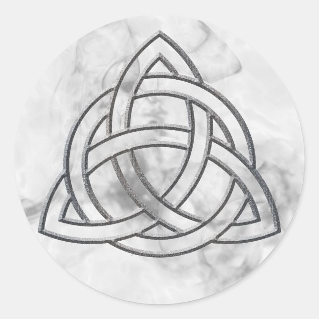 Triquetra Silver Bevel Classic Round Sticker (Front)