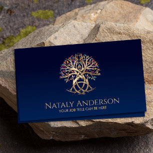 Triquetra Tree of life Colorful leaves Business Card