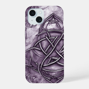Triquetra Trinity Knot Lavender Purple Faux Metal iPhone 15 Case