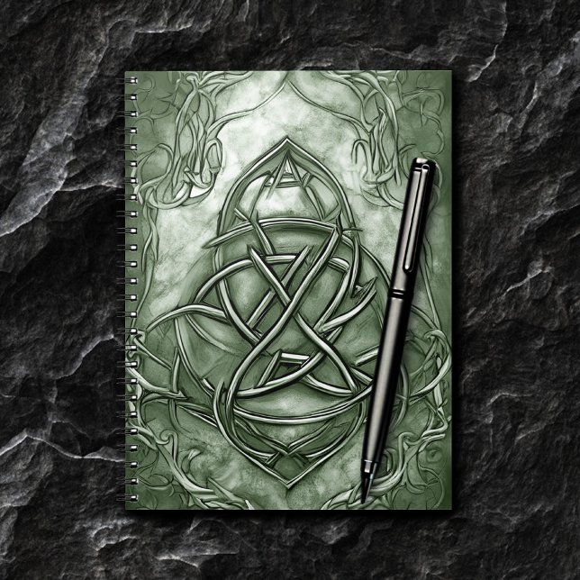 Triquetra Trinity Knot Sage Green Faux Metallic Notebook (Creator Uploaded)