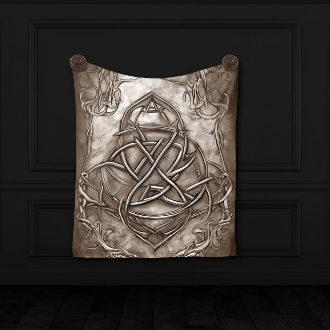 Triquetra Trinity Knot Sepia Faux Metallic Tin Fleece Blanket (Creator Uploaded)
