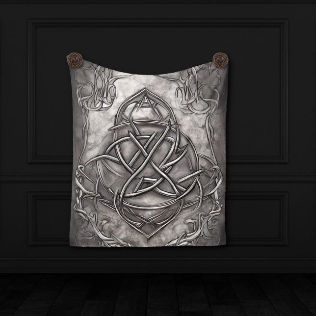 Triquetra Trinity Knot Silvery Pewter Faux Metal Fleece Blanket (Creator Uploaded)