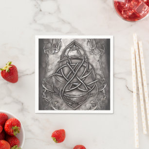Triquetra Trinity Knot Silvery Pewter Faux Metal Napkin
