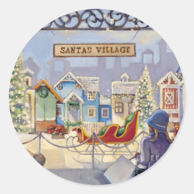 Trish Biddle Santa's Villiage Classic Round Sticker (Front)