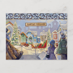 Trish Biddle Santa's Villiage Holiday Postcard
