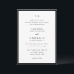 Trisha Black and White Modern Wedding Invitation<br><div class="desc">Modern wedding invitations featuring a clean design with serif and script fonts.</div>