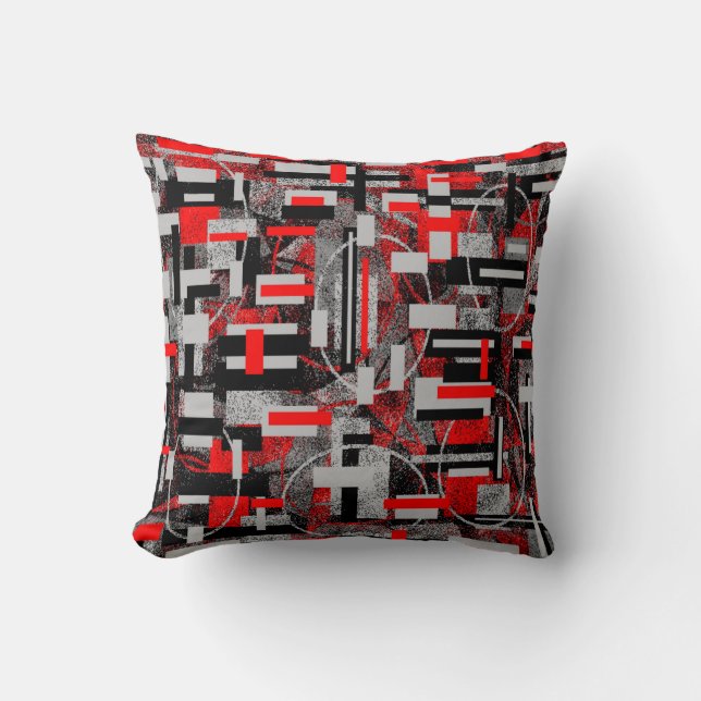 Trisha Blue Water Red Greys Pillow PB (Front)
