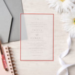 Trisha Coral Pink Modern Wedding Vellum Invitations<br><div class="desc">Modern wedding invitations featuring a clean design with serif and script fonts.</div>