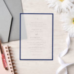 Trisha Navy Blue Modern Wedding Vellum Invitations<br><div class="desc">Modern wedding invitations featuring a clean design with serif and script fonts.</div>