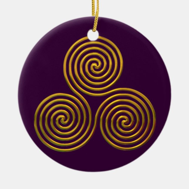 Triskele-gold Ceramic Tree Decoration (Front)