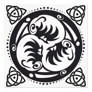 Triskelion Celtic Knot Mandala Design Black Photo Print