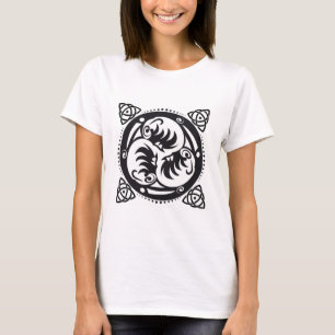 Triskelion Celtic Knot Mandala Design Black T-Shirt