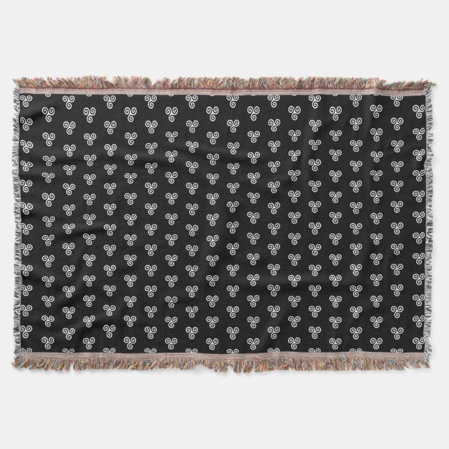 TRISKELION TRIPLE CELTIC SPIRAL THROW BLANKET (Front)